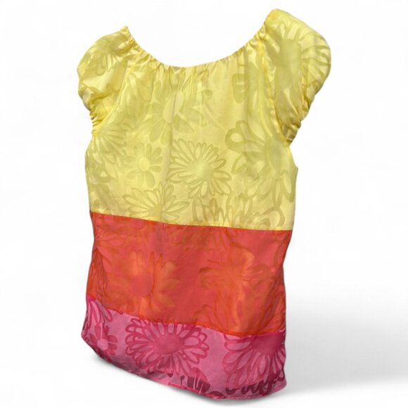 Lilly Pulitzer Sully Hotty Pink Color Block Top - Floral Multicolor Blouse Sz L - Picture 11 of 11